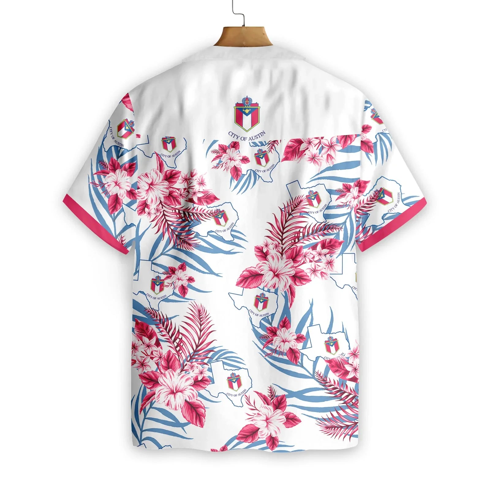 Texas Map Austin Proud Tropical Flower Hawaiian Shirt, City Of Austin Aloha Shirt For Men & Women, Best Gift For Summer, Husband, Wife, Boyfriend, Girlfriend