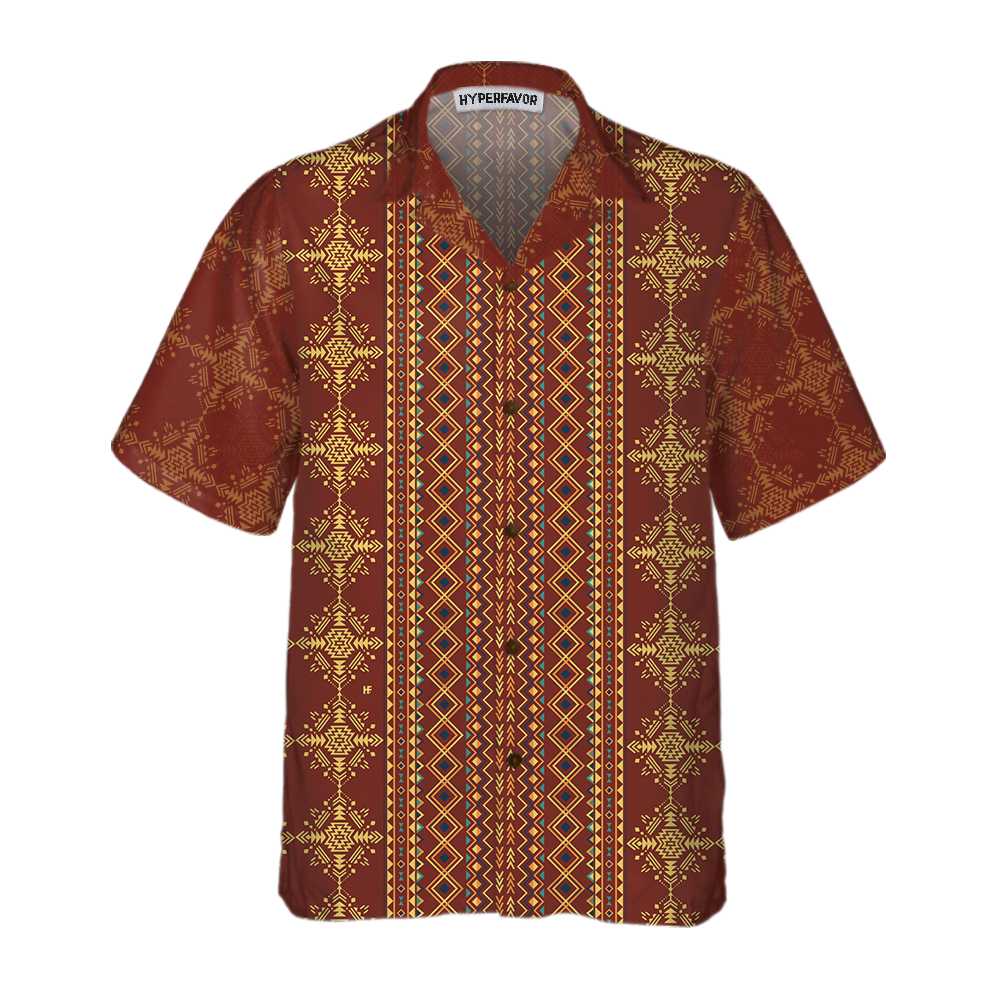 Aztec Geometric Vintage Pattern Native American Hawaiian Shirt, Cool Native American Indian Aloha Shirt For Men And Women, Best Gift For Husband, Wife, Boyfriend, Girlfriend