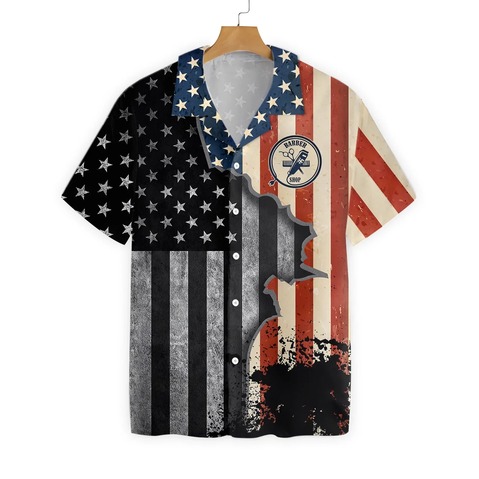 Barber American Flag Hawaiian Shirt, Barber Shop I'll Cut You Aloha Shirt Summer For Men, Best Gift For Barber, Summer, Husband, Boyfriend