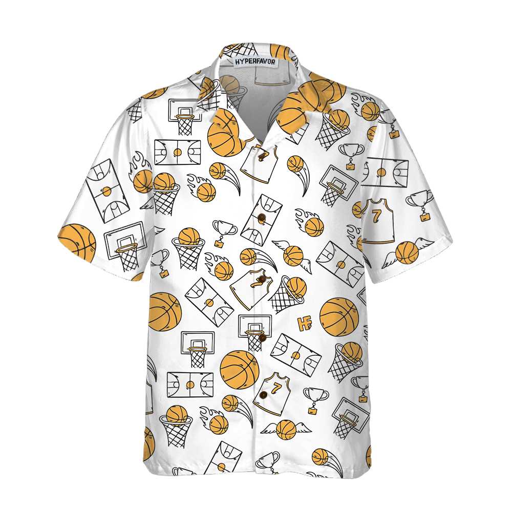 Basketball Pattern Hawaiian Shirt, Basketball Pattern Hawaiian Shirt For Adults, Best Hawaiian Basketball Shirt For Basketball Players