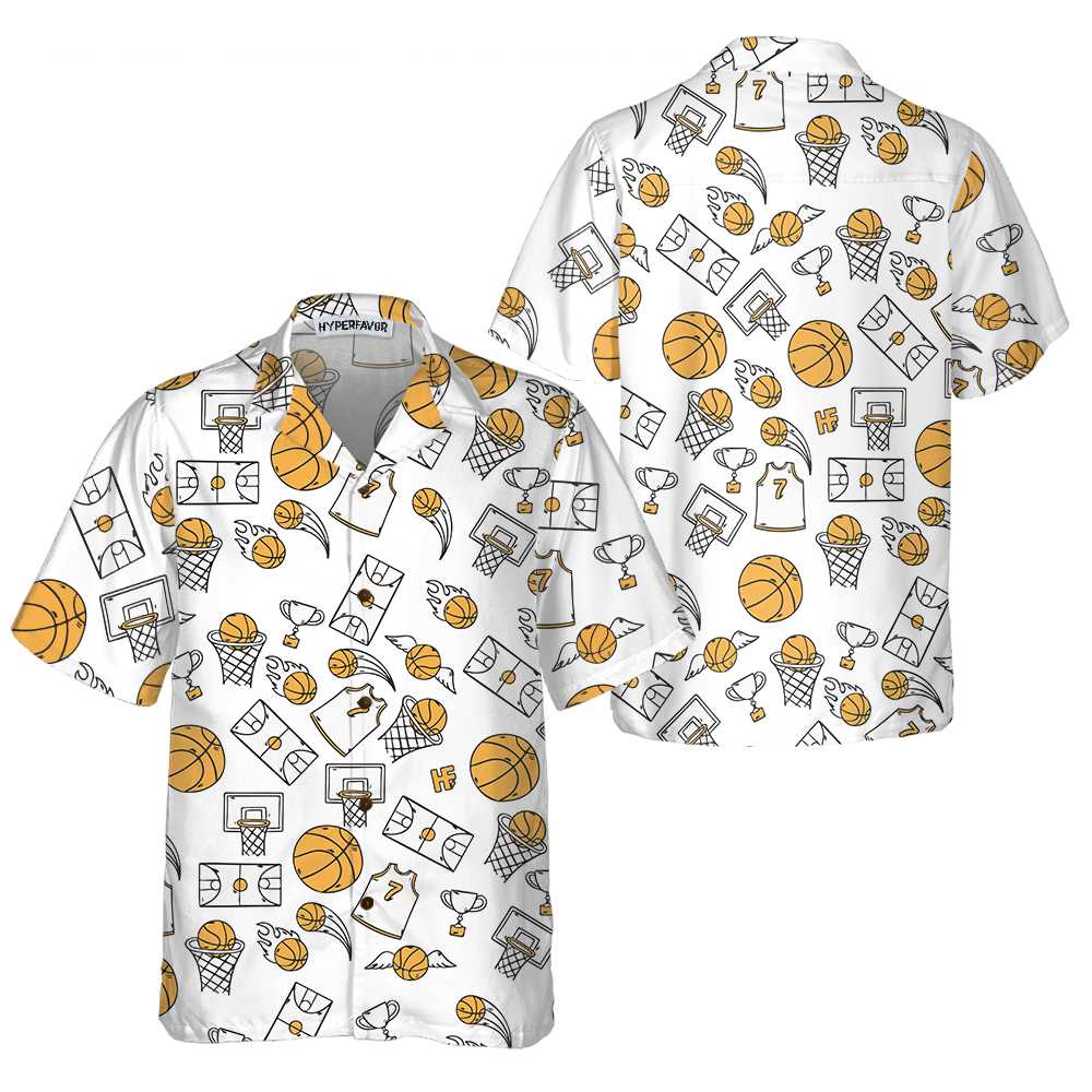 Basketball Pattern Hawaiian Shirt, Basketball Pattern Hawaiian Shirt For Adults, Best Hawaiian Basketball Shirt For Basketball Players