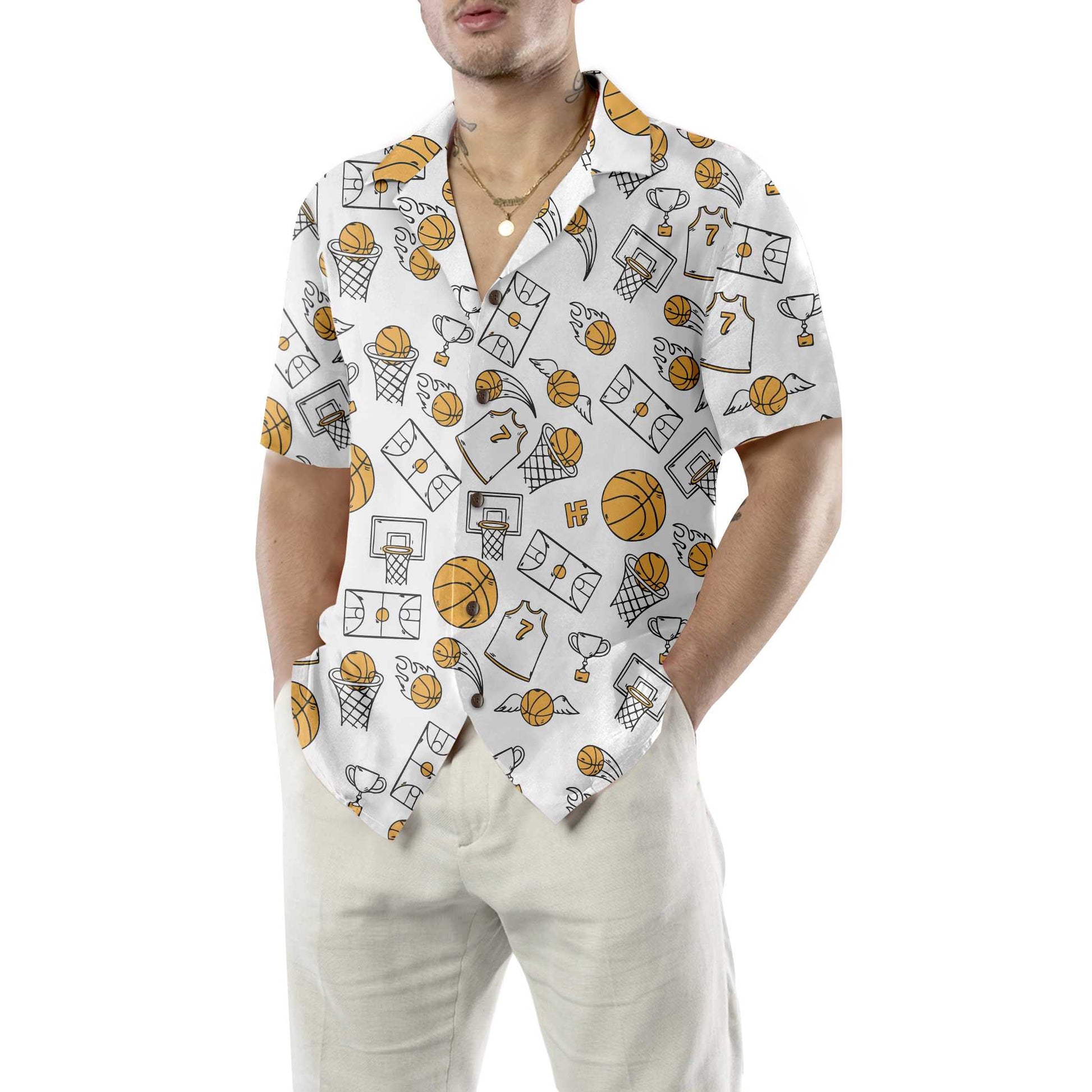 Basketball Pattern Hawaiian Shirt, Basketball Pattern Hawaiian Shirt For Adults, Best Hawaiian Basketball Shirt For Basketball Players