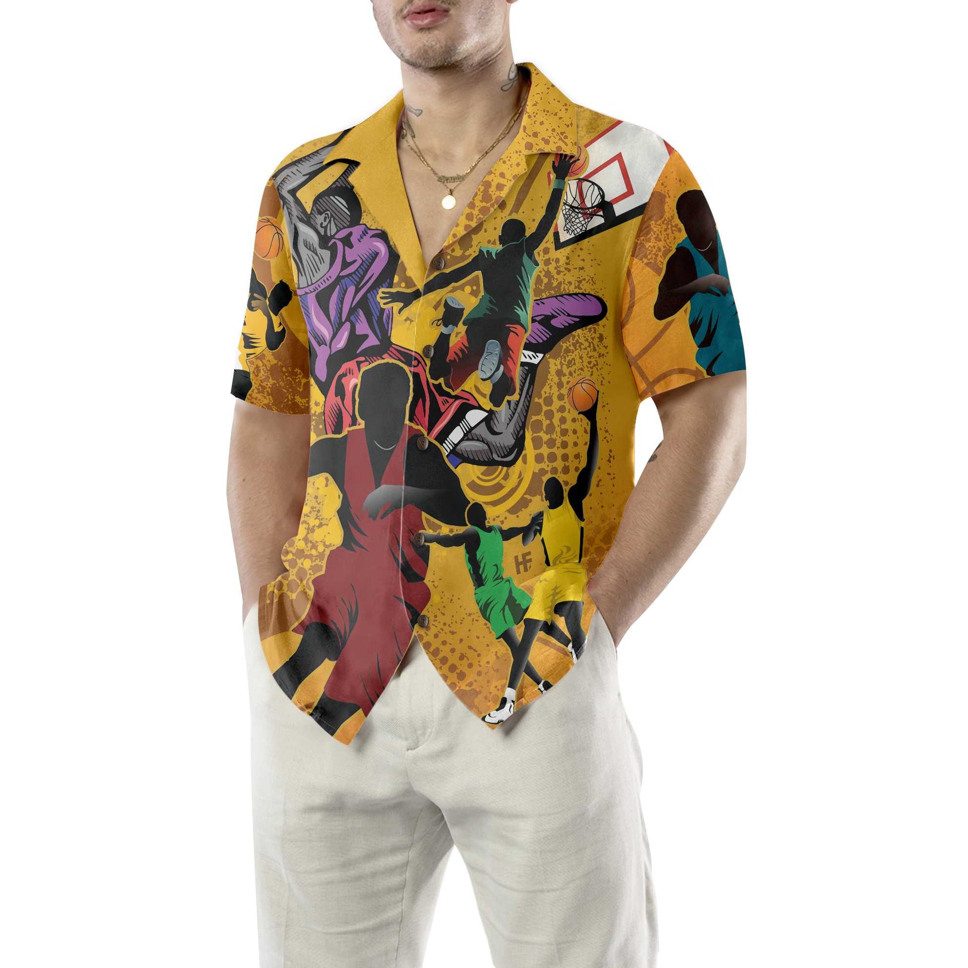 Basketball Players Hawaiian Shirt, Button Up Basketball Shirt For Men & Women, Cool Basketball Gift, Best Gift For Basketball Player, Friend, Family