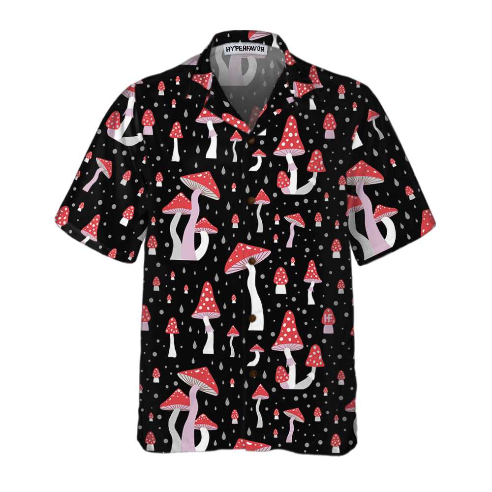 Beautiful Mushroom Hawaiian Shirt, Unique Mushroom Shirt, Mushroom Print Shirt, Pink Mushroom Flamingo Shirt, Best Gift For Lovers, Friends, Boyfriends, Husband, Family