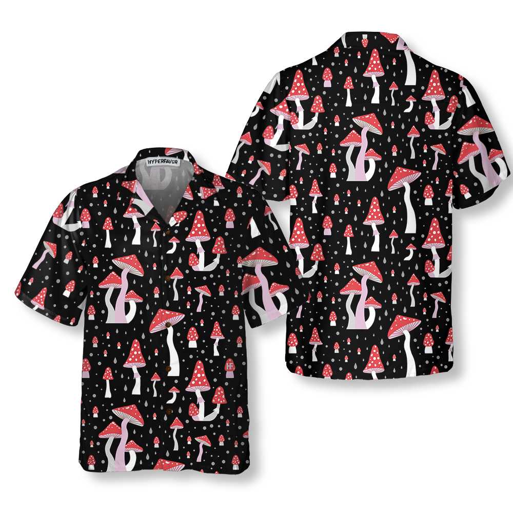 Beautiful Mushroom Hawaiian Shirt, Unique Mushroom Shirt, Mushroom Print Shirt, Pink Mushroom Flamingo Shirt, Best Gift For Lovers, Friends, Boyfriends, Husband, Family