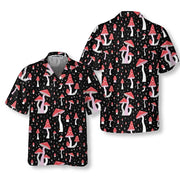 Beautiful Mushroom Hawaiian Shirt, Unique Mushroom Shirt, Mushroom Print Shirt, Pink Mushroom Flamingo Shirt, Best Gift For Lovers, Friends, Boyfriends, Husband, Family