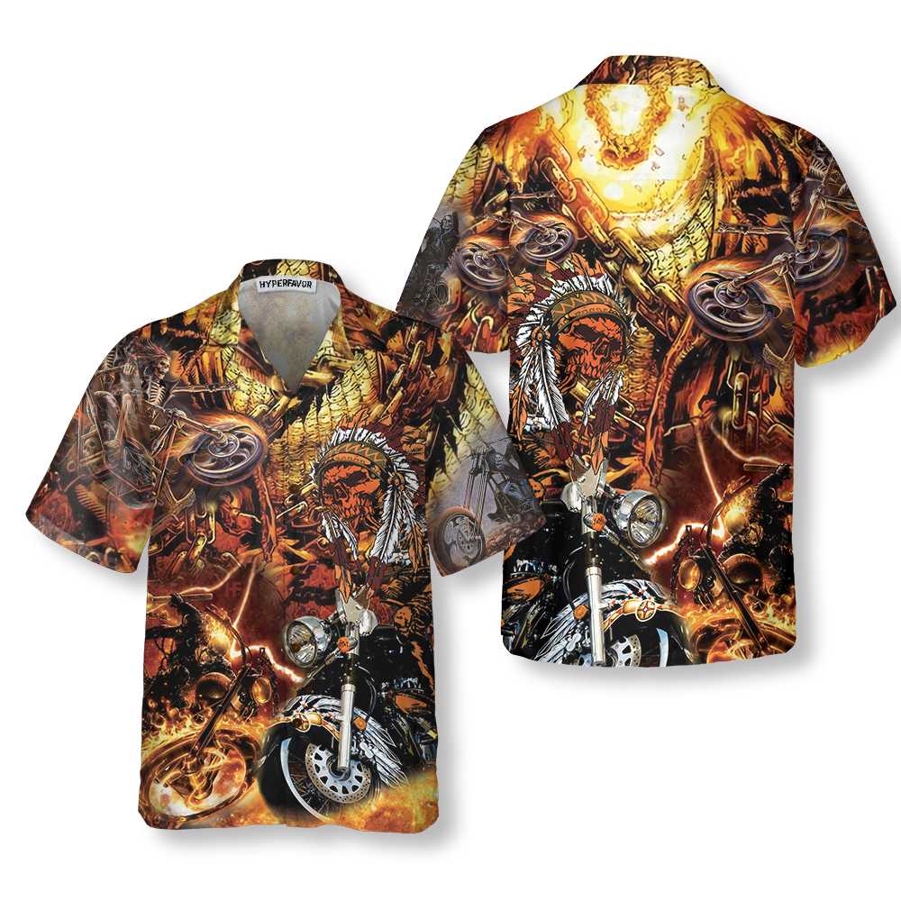 Biker Native Hawaiian Shirt, American Indian Mortocycle Shirt, Gift For Bikers, Husband, Boyfriend