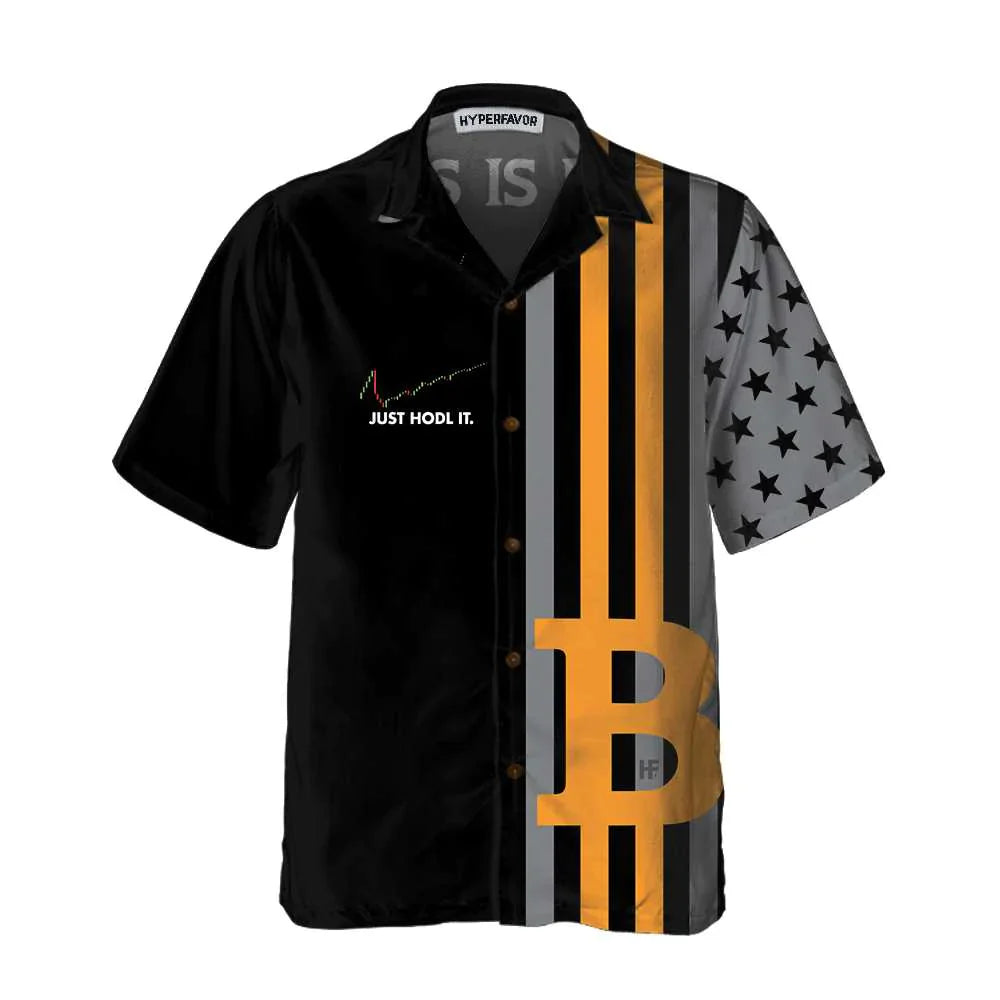 Bitcoin Just Hold It Hawaiian Shirt, Bitcoin Aloha Shirt For Men - Perfect Gift For Bitcoin Lovers, Family, Friends, Husband, Boyfriend