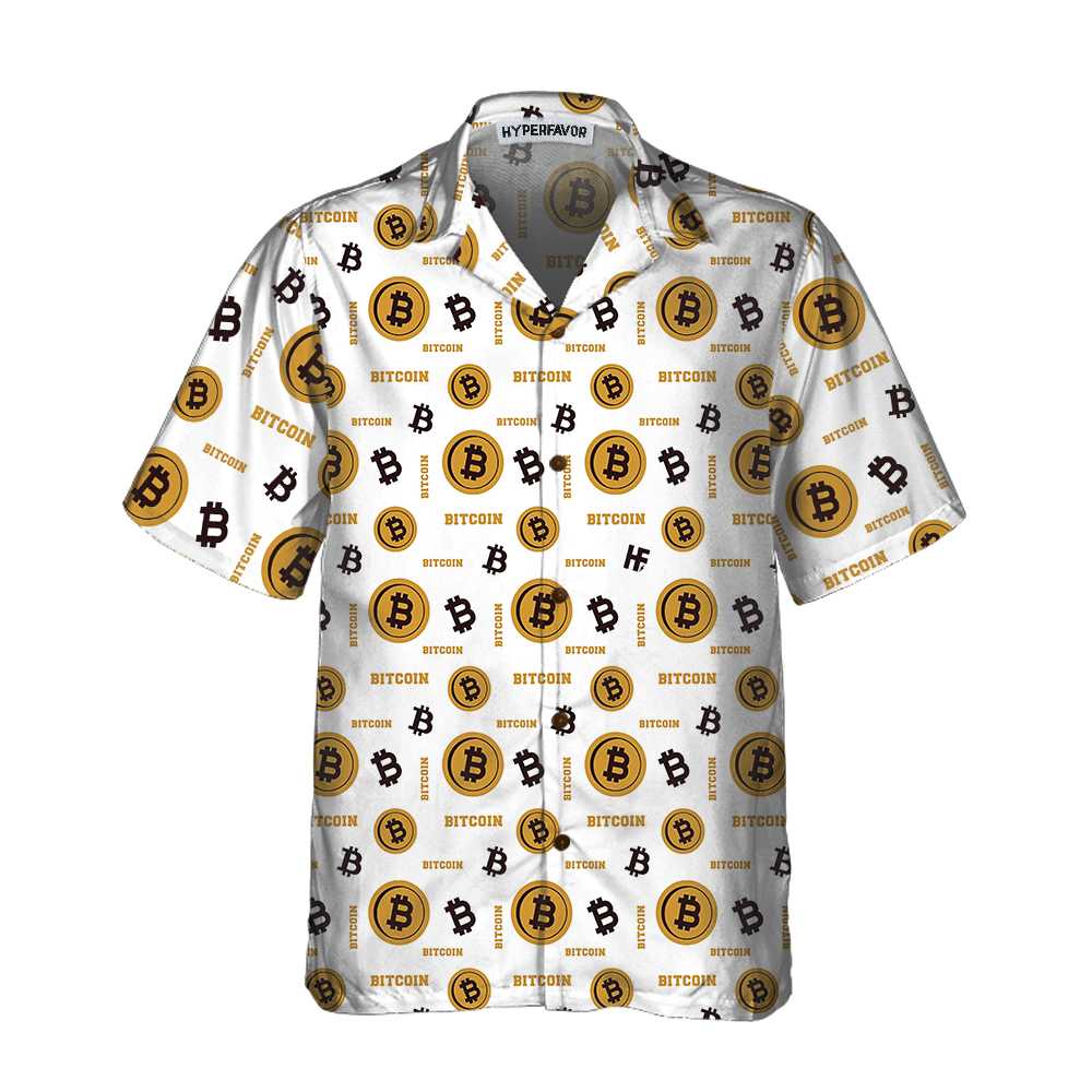 Bitcoin Pattern Hawaiian Shirt, Funny Bitcoin Aloha Shirt For Men & Women - Perfect Gift Husband, Wife, Boyfriend, Girlfriend, Family, Friends