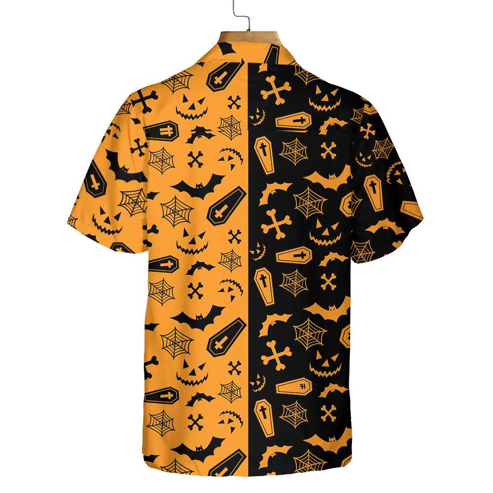 Black And Orange Spooky Halloween Hawaiian Shirt, Halloween Pattern Shirt, Best Halloween Husband, Wife, Boyfriend, Girlfriend, Family, Friends