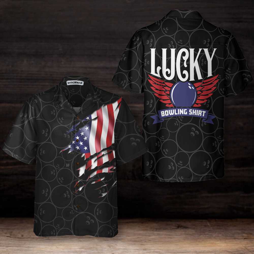 Black Bowling American Flag Hawaiian Shirt, Bowling Balls Shirt, Best Gift For Bowling Players, Friends, Family, Husband, Boyfriend