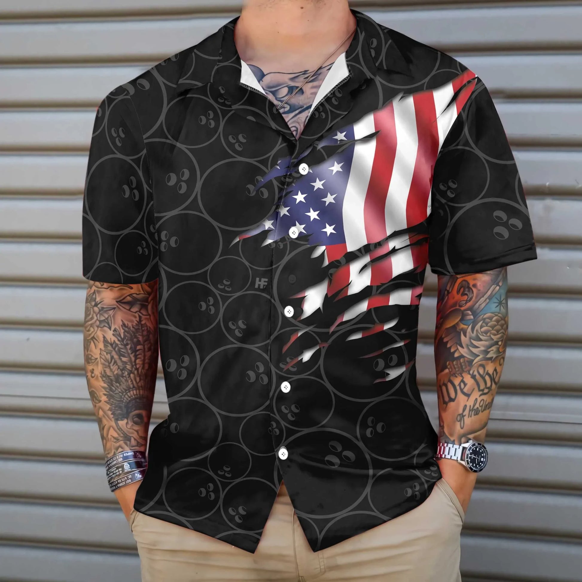 Black Bowling American Flag Hawaiian Shirt, Bowling Balls Shirt, Best Gift For Bowling Players, Friends, Family, Husband, Boyfriend