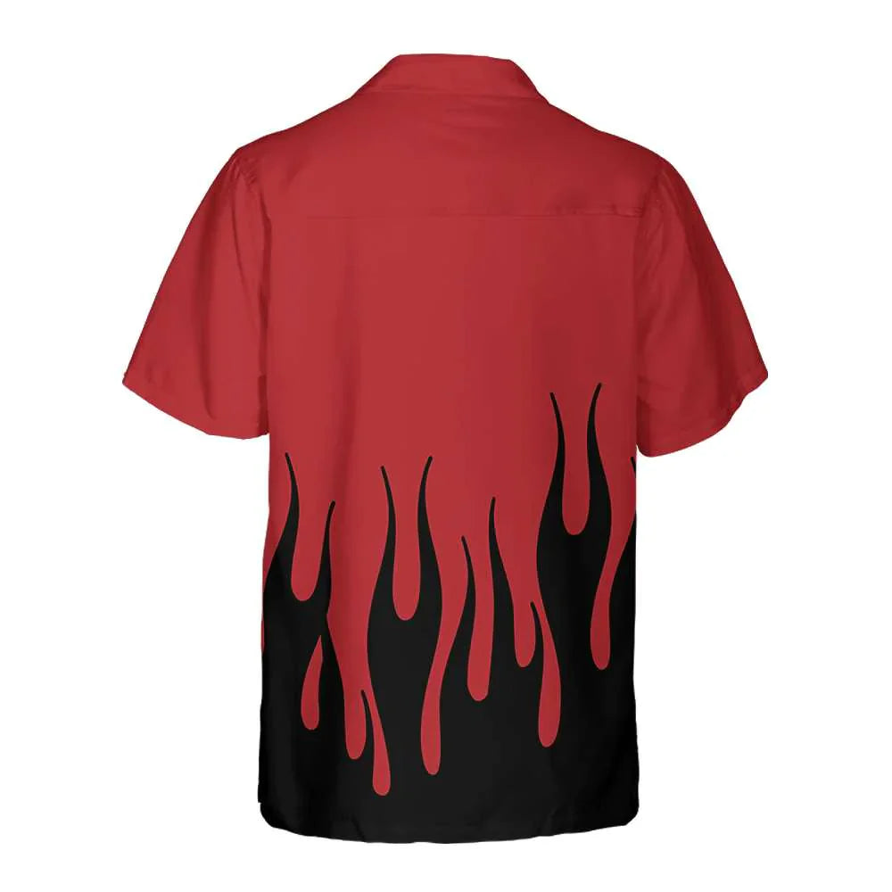 Black Flame Hawaiian Shirt, Short Sleeve Flame Shirt For Men, Flame Print Shirt, Anniversary, Valentine Gift For Husband, Boyfriend, Lovers