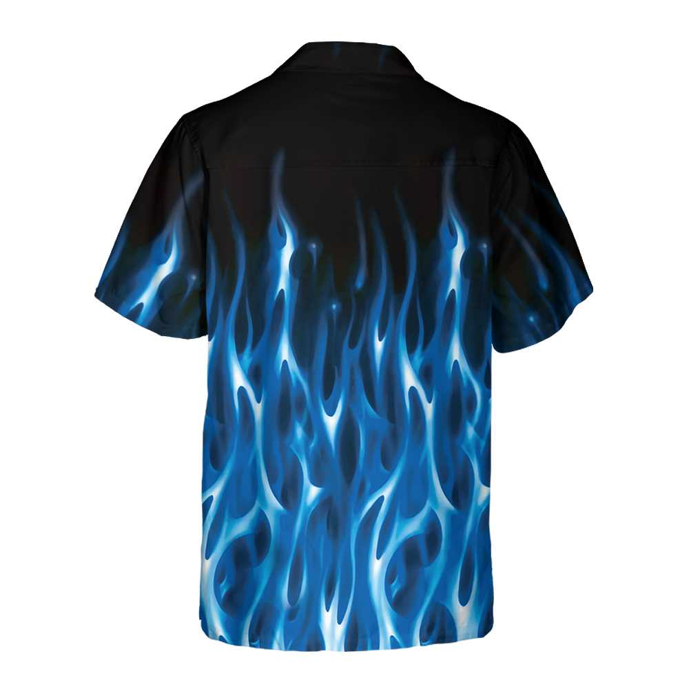 Blue Flame Hawaiian Shirt, Short Sleeve Flame Shirt For Men, Flame Print Shirt, Best Gift For lover, Friend, Family