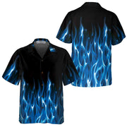 Blue Flame Hawaiian Shirt, Short Sleeve Flame Shirt For Men, Flame Print Shirt, Best Gift For lover, Friend, Family