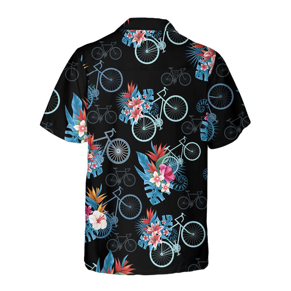Blue Tropical Leaves Cycling Hawaiian Shirt, Tropical Mountain Bike Shirt For Men, Unique Gift For Cyclists, Best Gift For lover, Friend, Family
