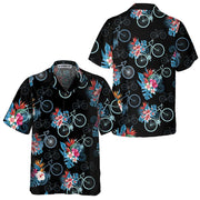 Blue Tropical Leaves Cycling Hawaiian Shirt, Tropical Mountain Bike Shirt For Men, Unique Gift For Cyclists, Best Gift For lover, Friend, Family