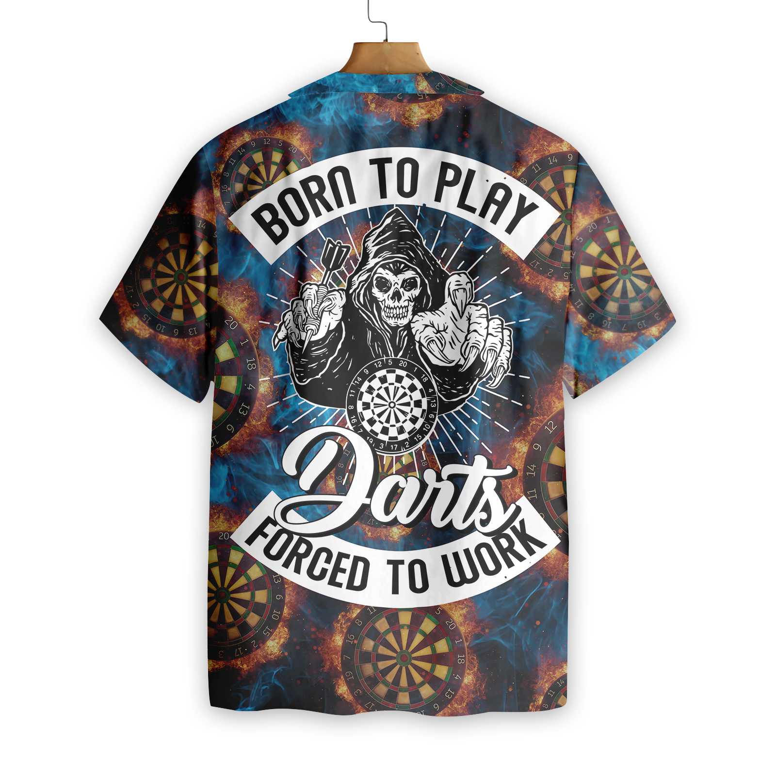 Born To Play Dart Forced To Work Hawaiian Shirt, Best Gift For Husband, Wife, Boyfriend, Girlfriend, Friend, Family