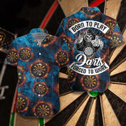 Born To Play Dart Forced To Work Hawaiian Shirt, Best Gift For Husband, Wife, Boyfriend, Girlfriend, Friend, Family