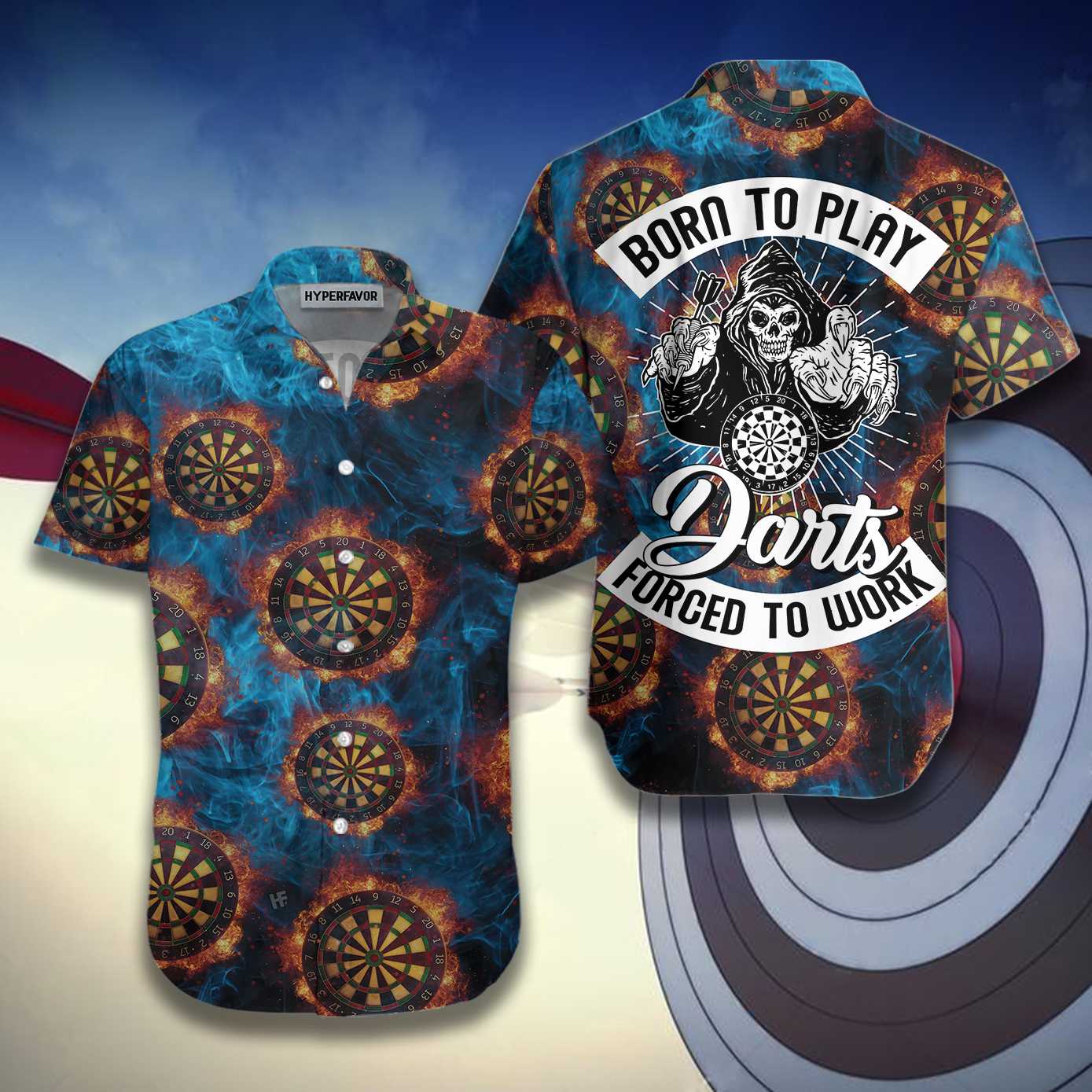 Born To Play Dart Forced To Work Hawaiian Shirt, Best Gift For Husband, Wife, Boyfriend, Girlfriend, Friend, Family