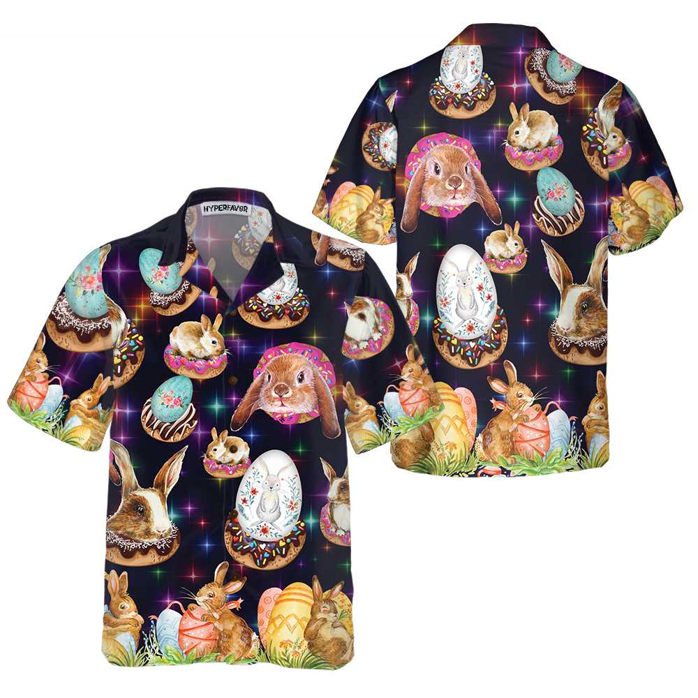 Bunnies In Galaxy Hawaiian Shirt, Easter Bunny Shirt, Funny Easter Shirt & Easter Gift Ideas, Best Gift For Bunny Lover, Friend, Family