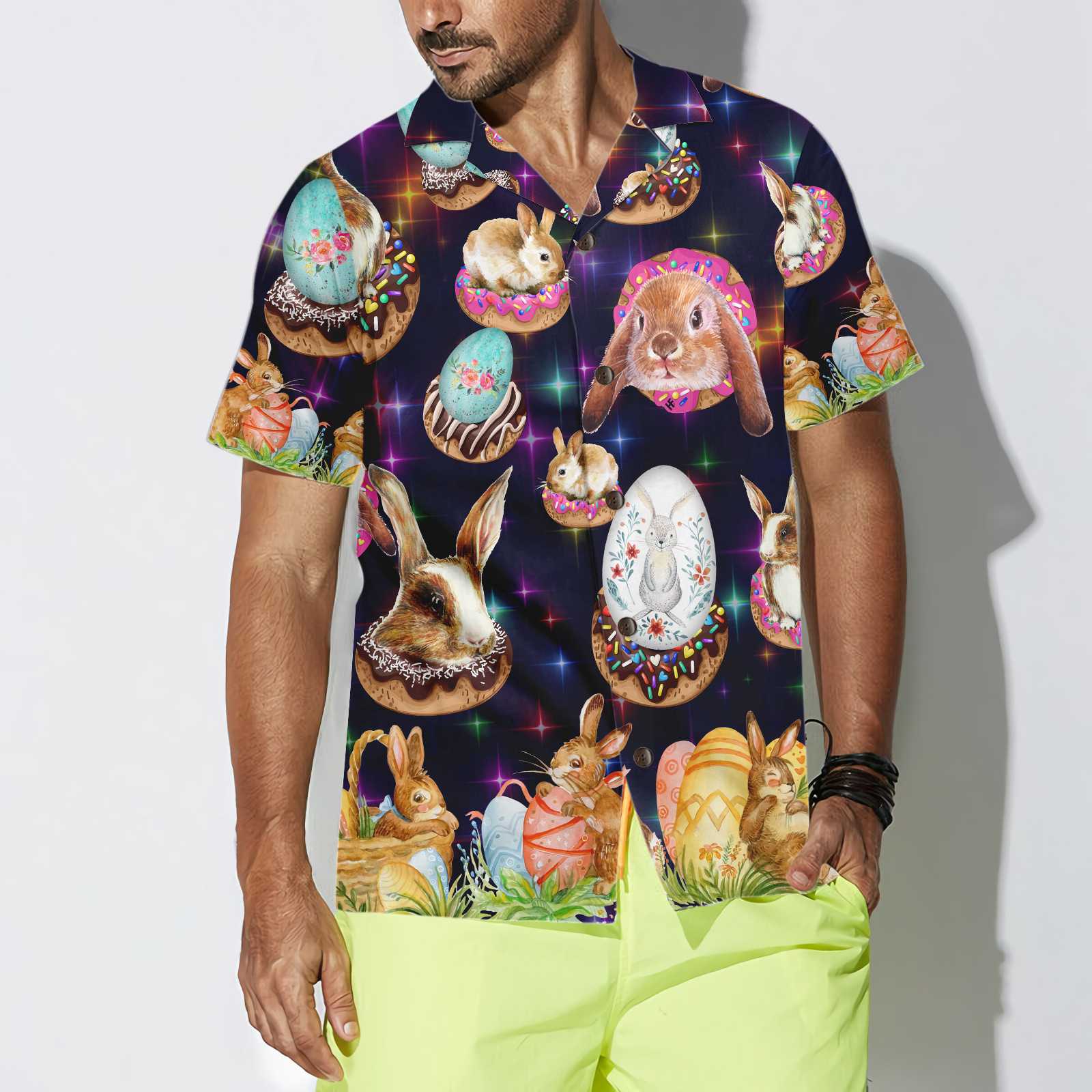 Bunnies In Galaxy Hawaiian Shirt, Easter Bunny Shirt, Funny Easter Shirt & Easter Gift Ideas, Best Gift For Bunny Lover, Friend, Family