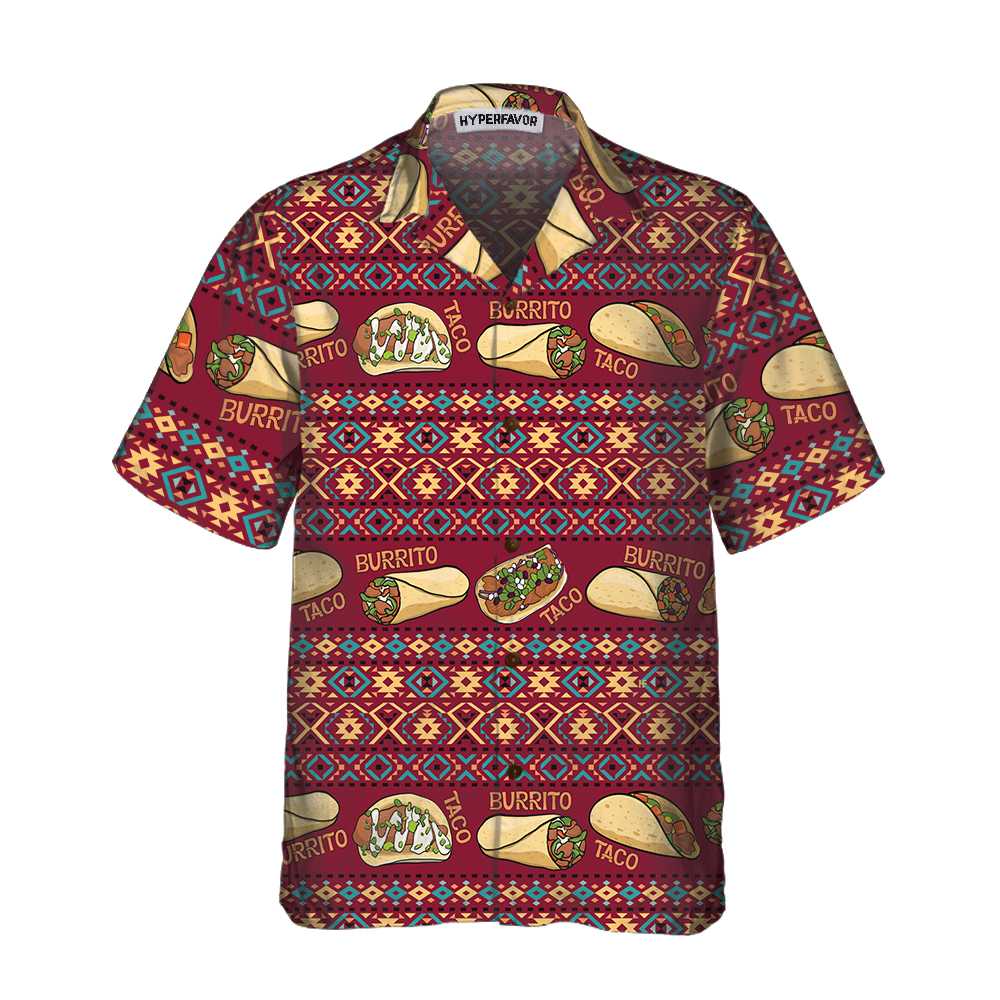 Burgundy Taco Mexican Folk Taco Hawaiian Shirt, Funny Taco Shirts For Men And Women, Taco Gift For Taco Lover, Friend, Family