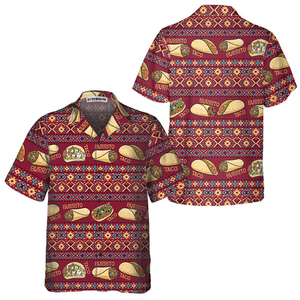 Burgundy Taco Mexican Folk Taco Hawaiian Shirt, Funny Taco Shirts For Men And Women, Taco Gift For Taco Lover, Friend, Family