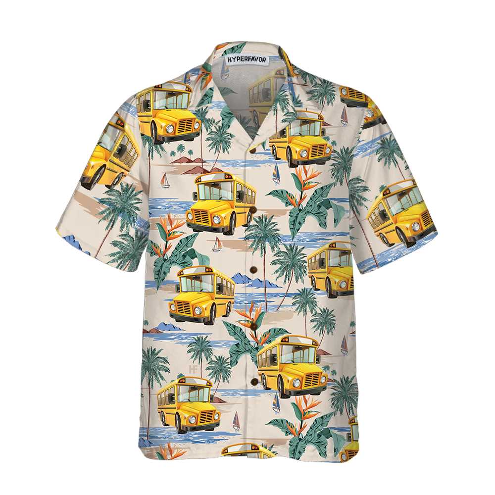 Bus Driver And Tropical Pattern Hawaiian Shirt, Tropical Bus Driver Shirt For Men, Bus Driver Gift Idea, Best Gift For Husband, Wife, Boyfriend, Girlfriend, Friend, Family