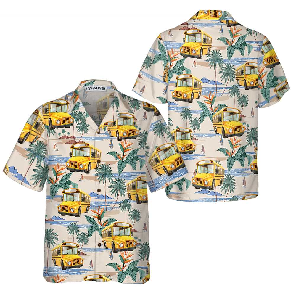 Bus Driver And Tropical Pattern Hawaiian Shirt, Tropical Bus Driver Shirt For Men, Bus Driver Gift Idea, Best Gift For Husband, Wife, Boyfriend, Girlfriend, Friend, Family