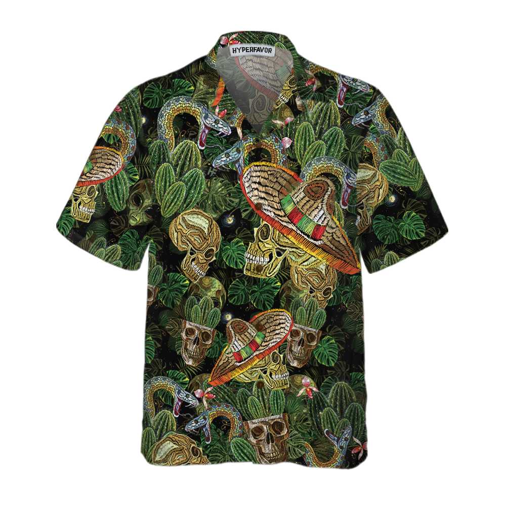 Cactus & Skull Hawaiian Shirt, Cool Skull Cactus Hawaiian Shirt, Cactus Gift For Men And Women