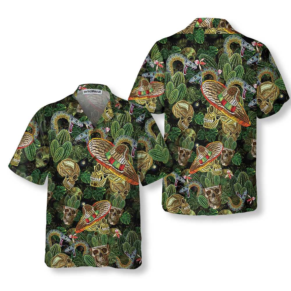 Cactus & Skull Hawaiian Shirt, Cool Skull Cactus Hawaiian Shirt, Cactus Gift For Men And Women