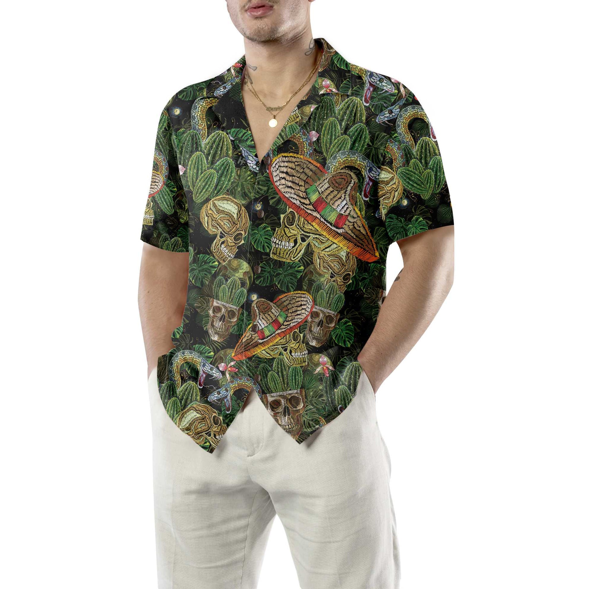 Cactus & Skull Hawaiian Shirt, Cool Skull Cactus Hawaiian Shirt, Cactus Gift For Men And Women
