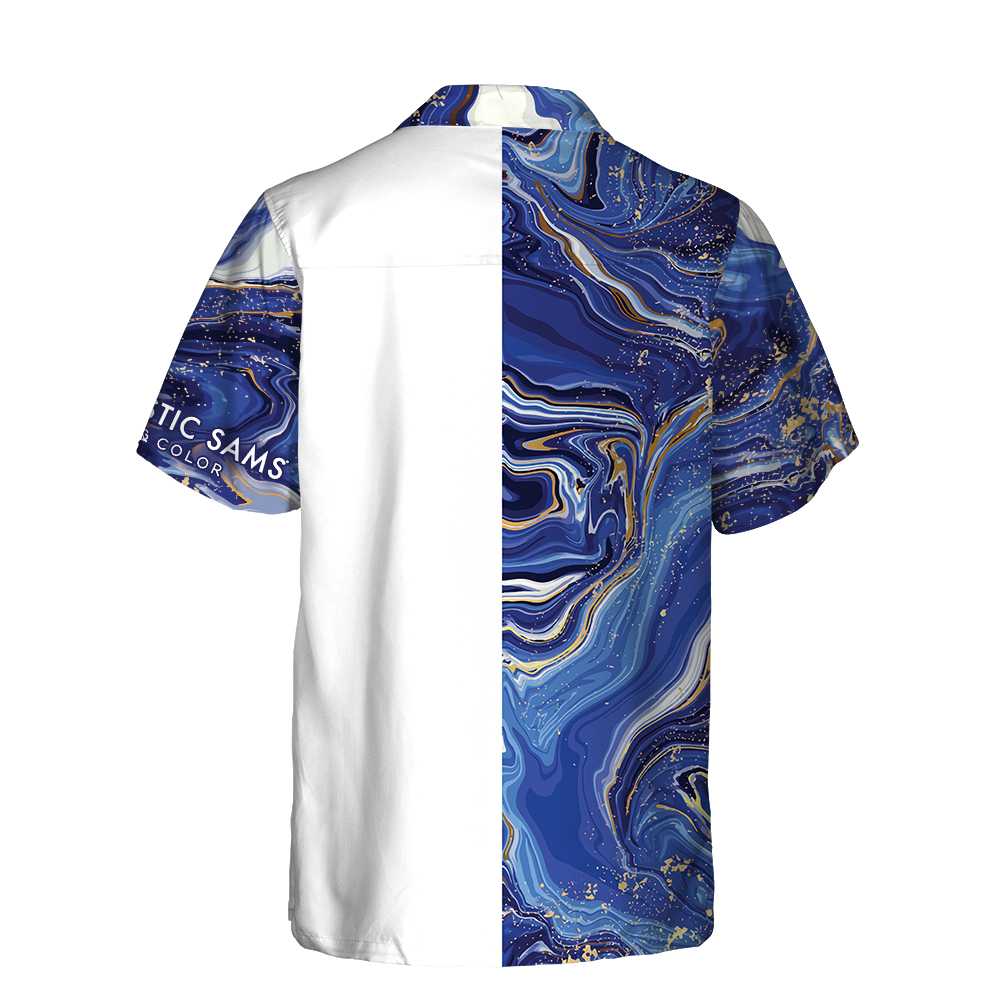 Caloosa Steel Blue Marble Hawaiian Shirt, Best Gift For Friend, Family