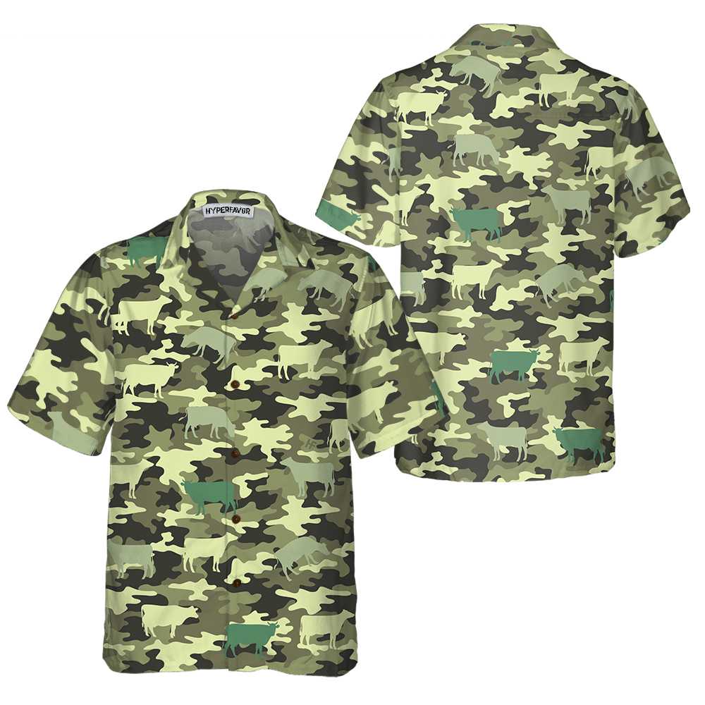 Camouflage Cow Hawaiian Shirt, Cow Shirt For Men & Women, Funny Cow Print Shirt, Best Gift For Friend, Family