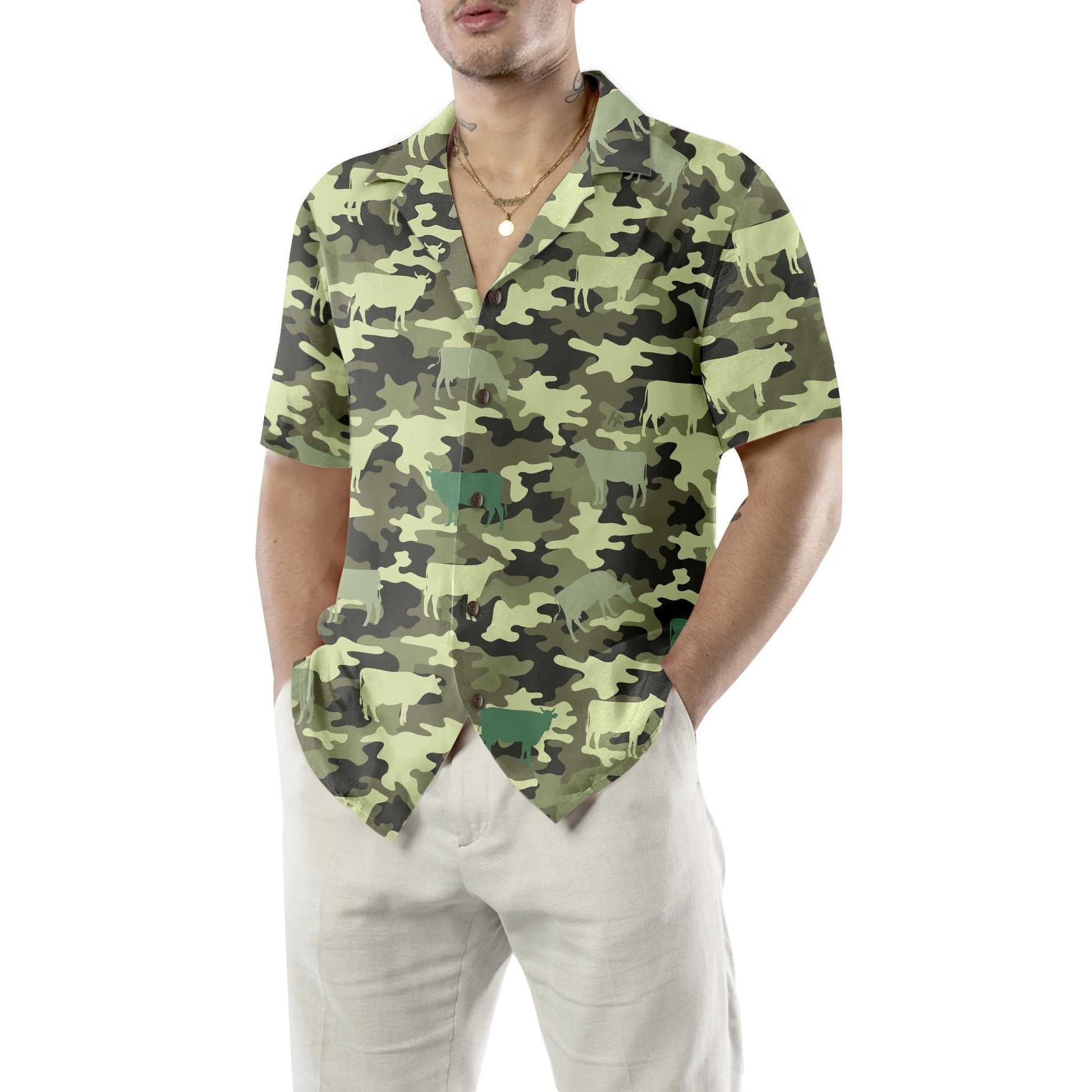 Camouflage Cow Hawaiian Shirt, Cow Shirt For Men & Women, Funny Cow Print Shirt, Best Gift For Friend, Family
