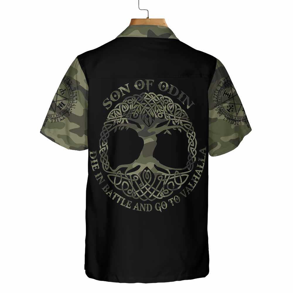 Camouflage Skull Viking Hawaiian Shirt, Son Of Odin Viking Shirt, Best Gift For Husband, Boyfriend, Friend, Family