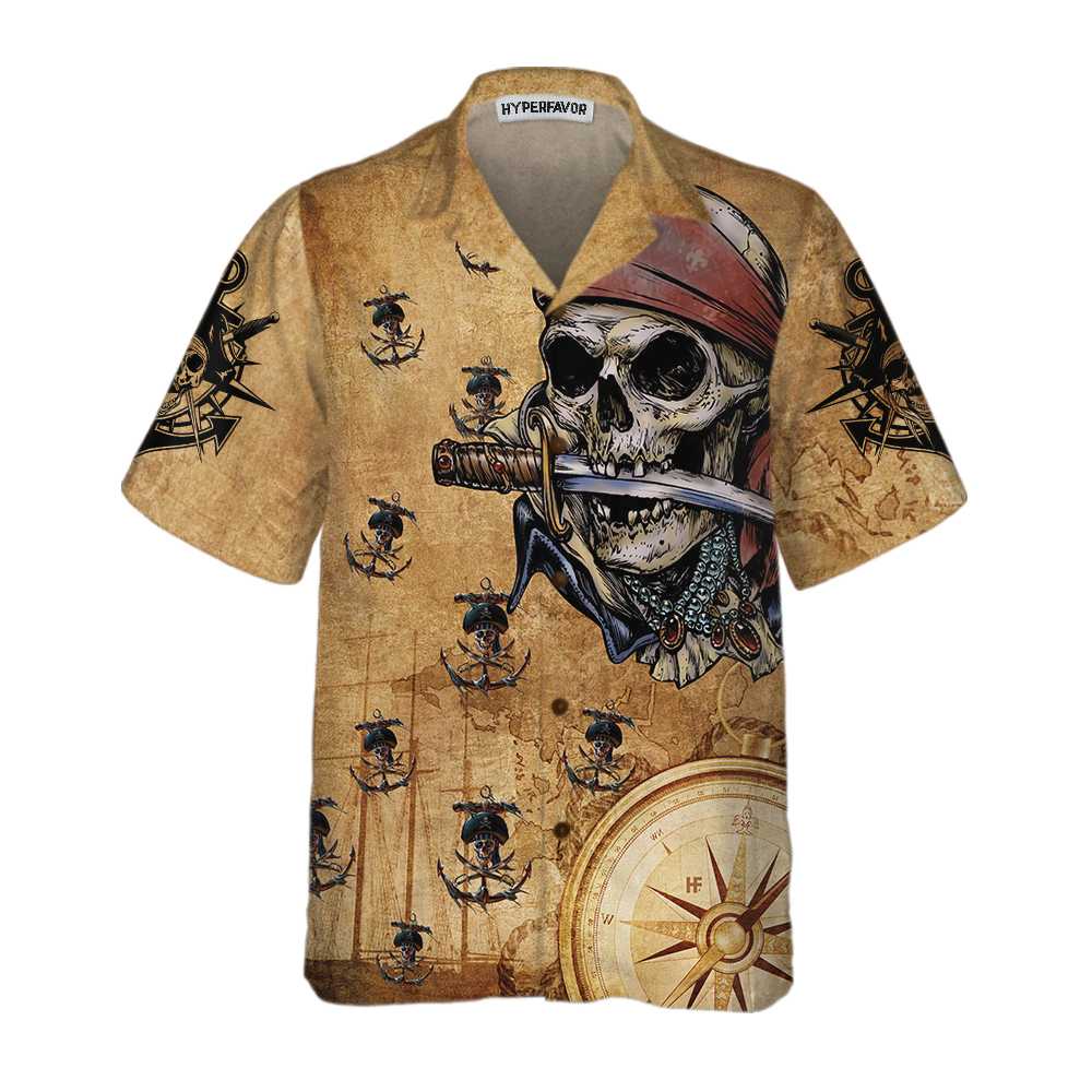 Captain Pirate Hawaiian Shirt, Cool Pirate Shirt For Adults, Pirate Pattern Shirt For Men, Best Gift For Husband, Wife, Boyfriend, Girlfriend, Friend, Family