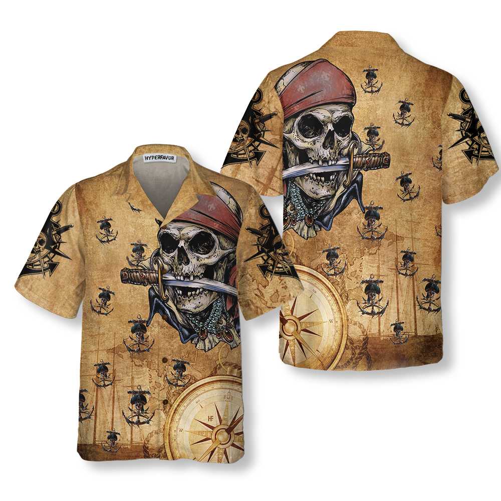 Captain Pirate Hawaiian Shirt, Cool Pirate Shirt For Adults, Pirate Pattern Shirt For Men, Best Gift For Husband, Wife, Boyfriend, Girlfriend, Friend, Family