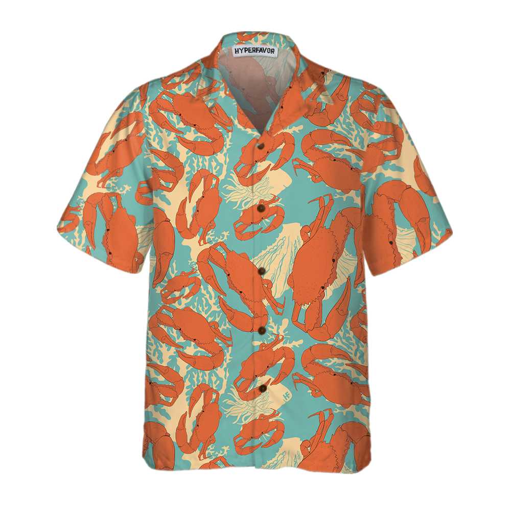 Cartoon Crab Hawaiian Shirt, Unique Crab Shirt, Crab Print Shirt For Adults, Best Gift For Cartoon Lover, Friend, Family
