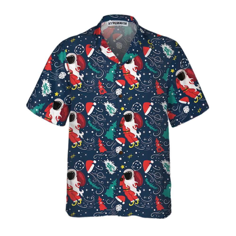 Cartoon Santa Claus Flying In Space Christmas Hawaiian Shirt, Santa Hawaiian Shirt For Men, Best Gift For Cartoon Lover, Friend, Family