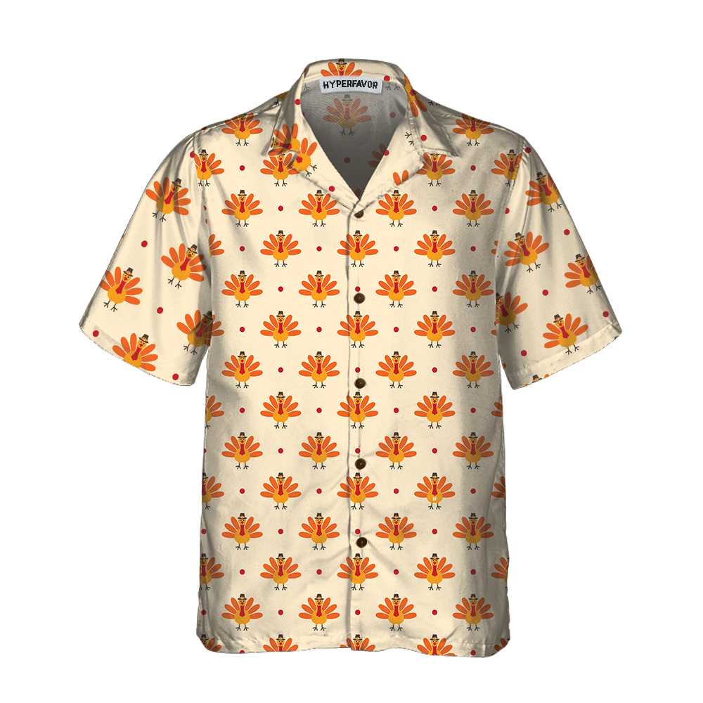 Cartoon Turkey Bird And Polka Dot Hawaiian Shirt, Funny Turkey Gobble Shirt, Gift For Thanksgiving Day, Best Gift For Friend, Family
