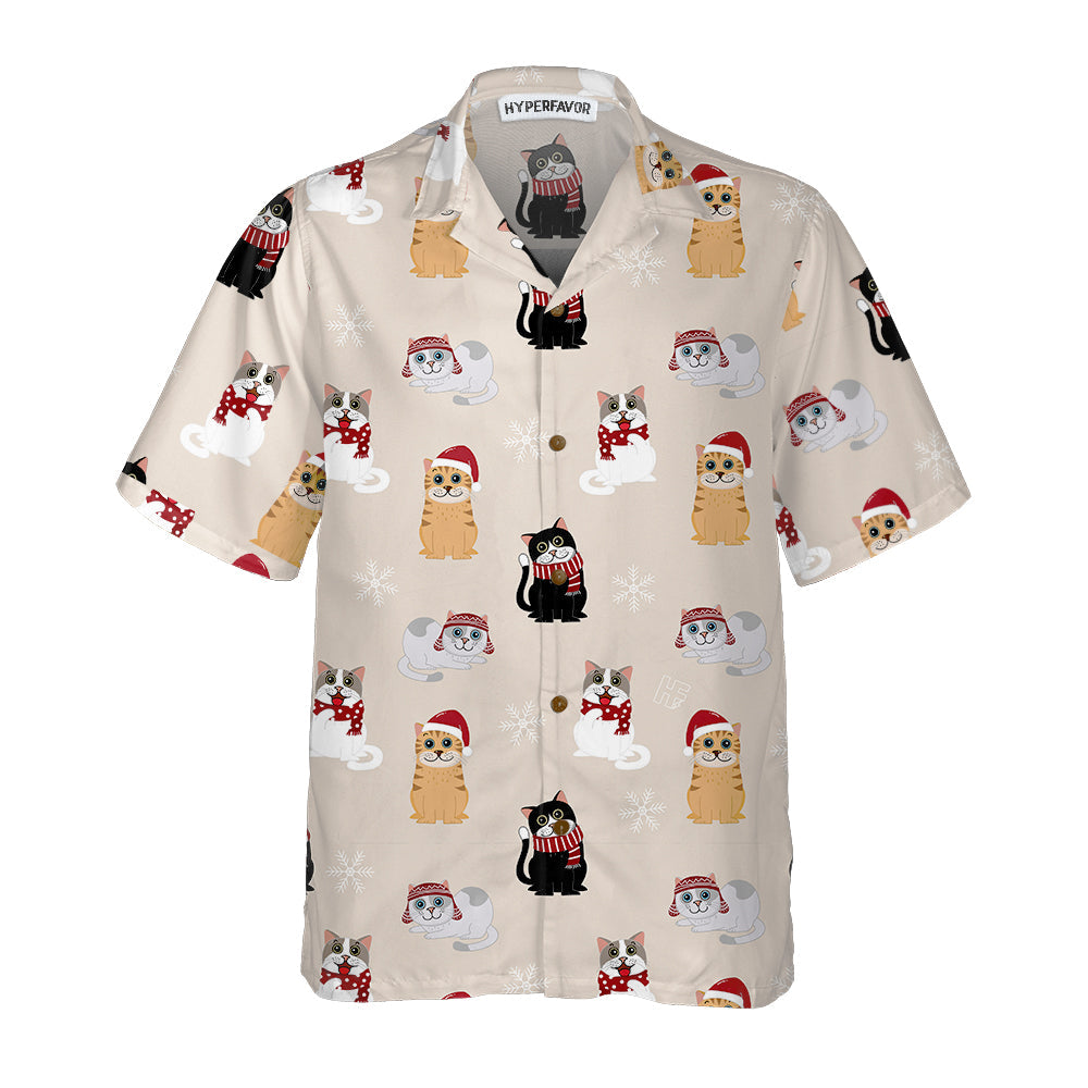Cat Wearing Santa Claus Hat Hawaiian Shirt, Christmas Cat Shirt, Best Christmas Gift, Best Gift For Cat Lover, Friend, Family