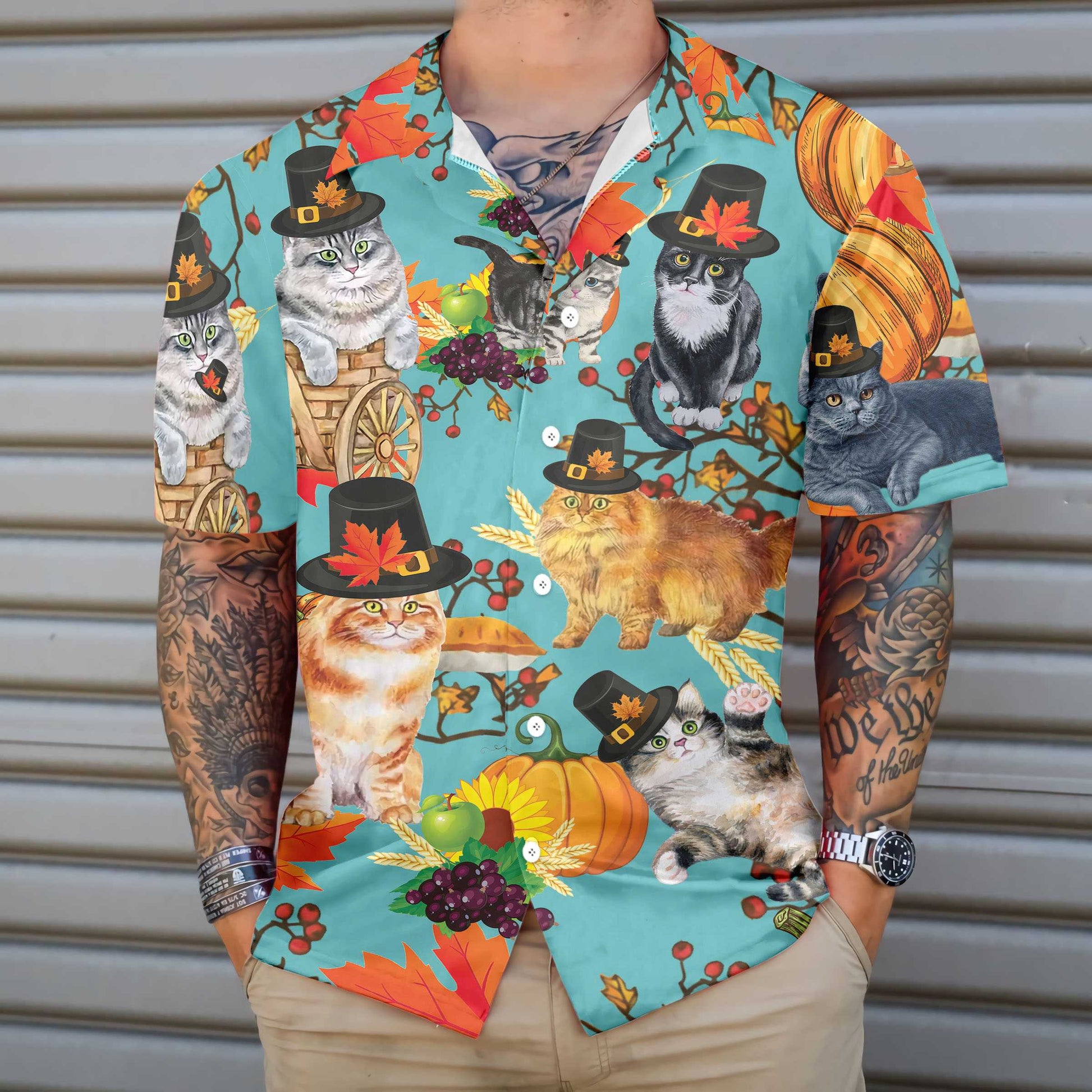 Cats Thanksgiving Hawaiian Shirt, Funny Gift For Thanksgiving Day, Best Gift For Cat Lover, Friend, Family