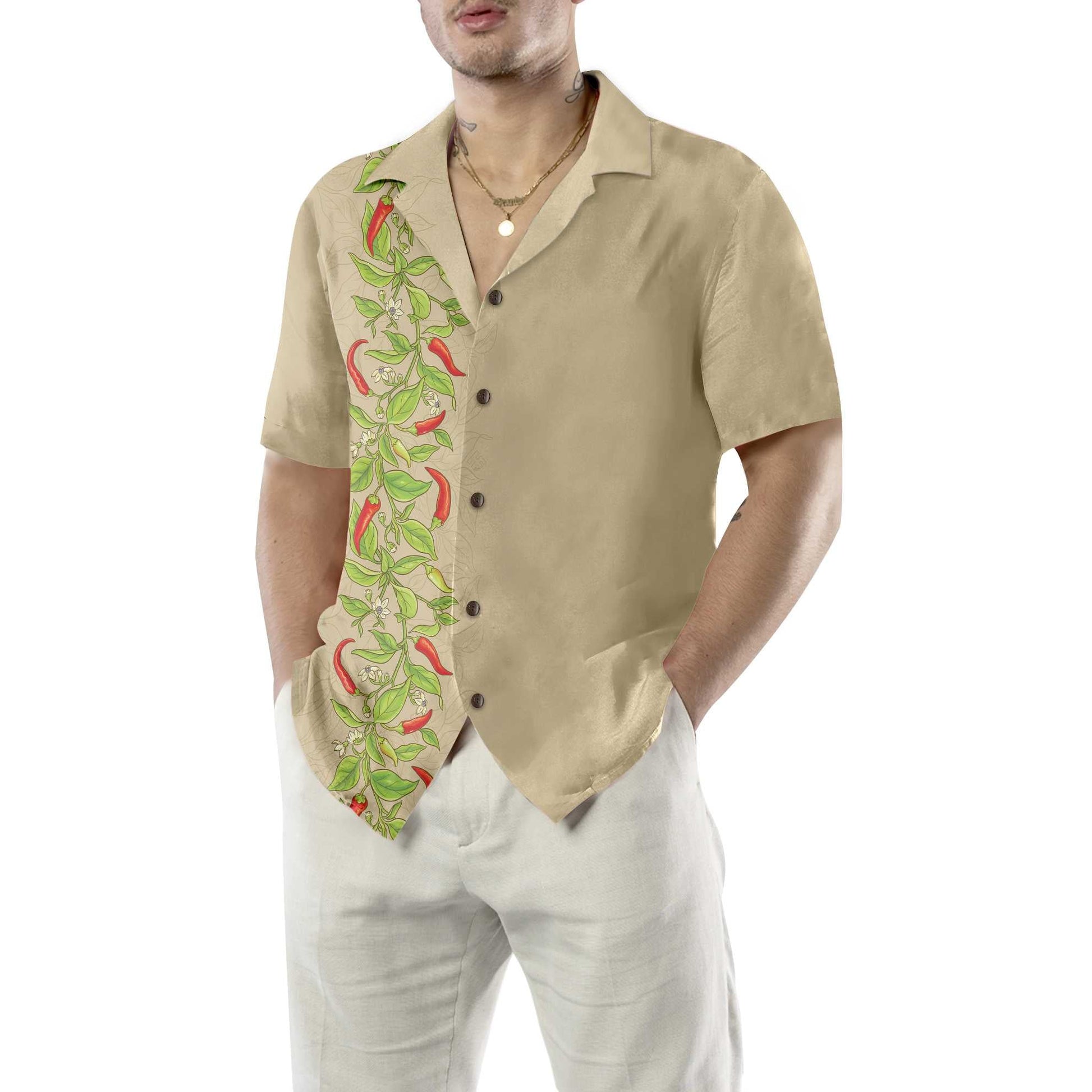 Cayenne Pepper Branches Hawaiian Shirt, Funny Red Pepper Shirt For Men, Red Hot Chilli Shirt, Best Gift For Husband, Wife, Boyfriend, Girlfriend, Friend, Family