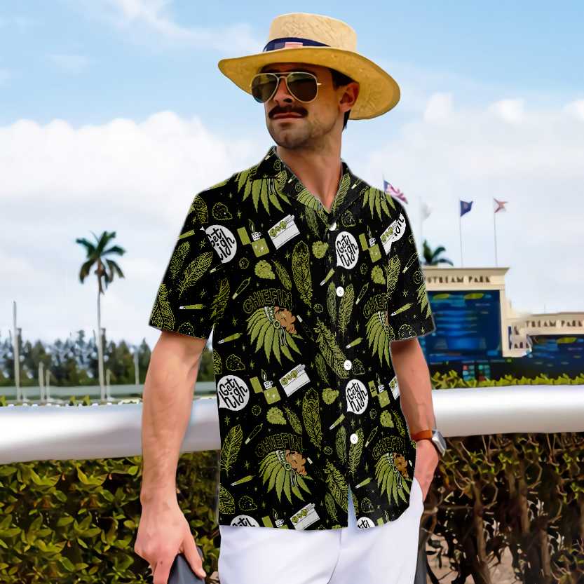 Chiefin Native American Hawaiian Shirt, Green Pattern American Indian Shirt, Best Gift For Husband, Wife, Boyfriend, Girlfriend, Friend, Family