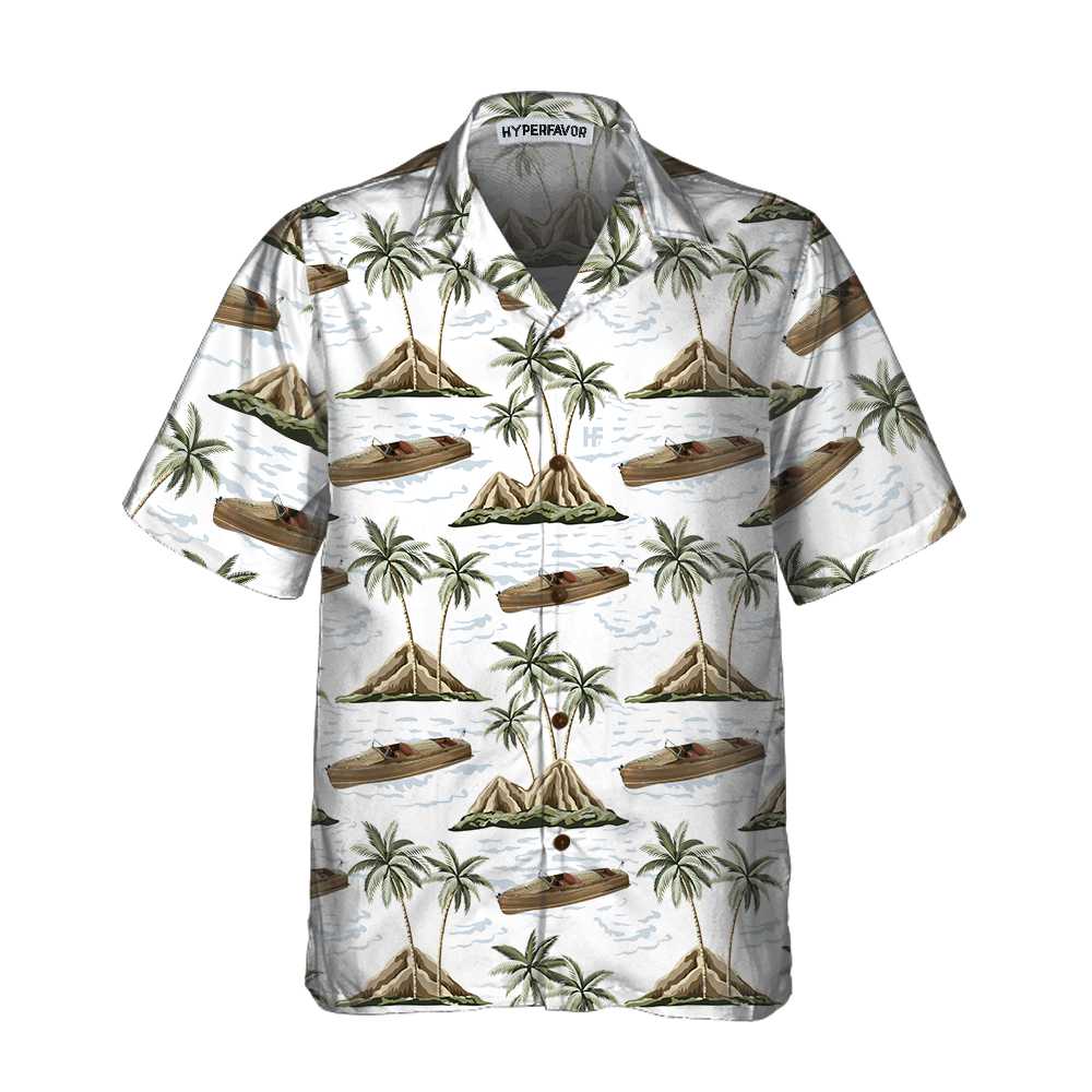 Chris-Craft Boat Pattern Hawaiian Shirt, Short Sleeve Sailboat Shirt, Unique Nautical Shirt, Best Gift For Lover, Friend, Family