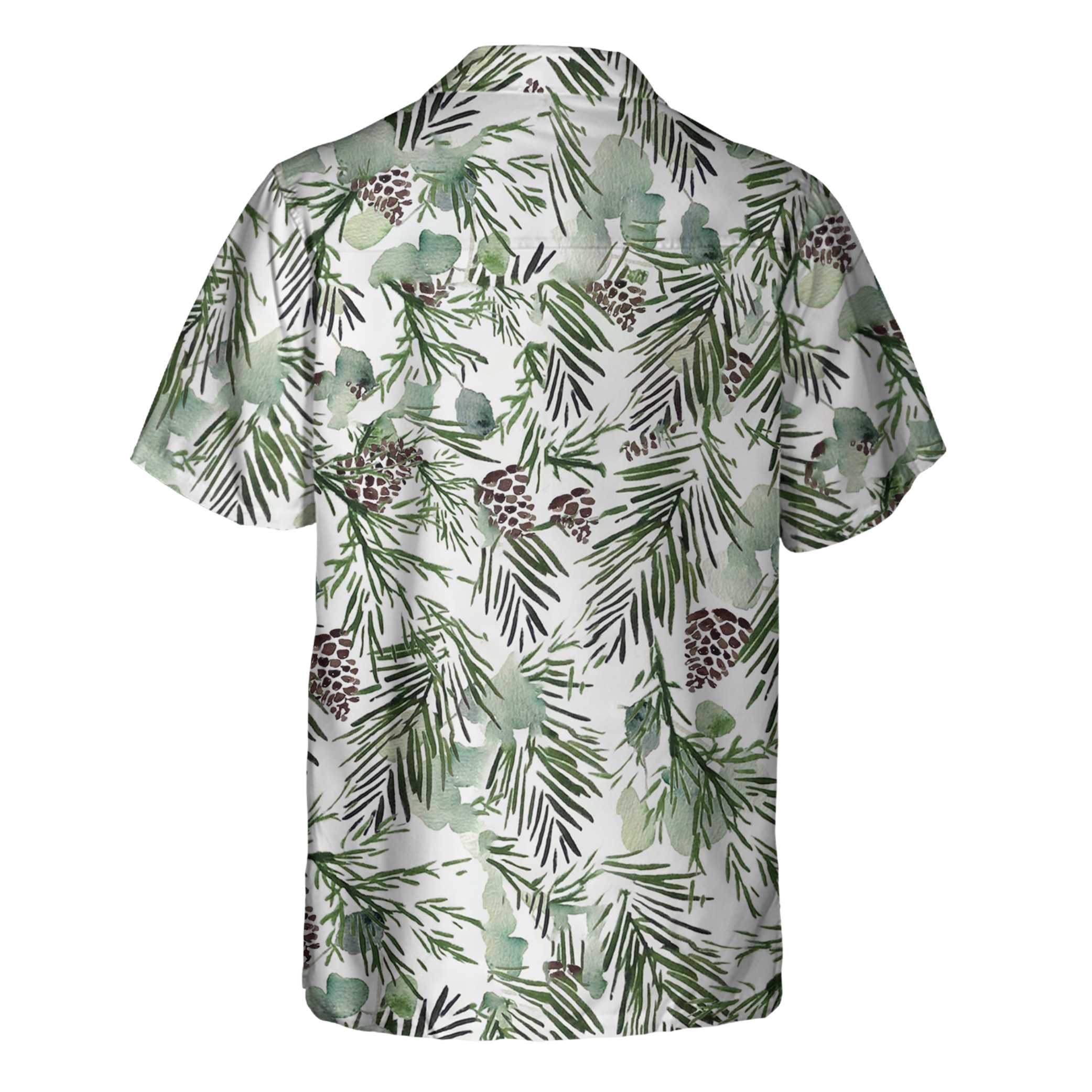 Christmas Aesthetic Watercolor Hawaiian Shirt, Pine Tree Pattern Christmas Shirt, Best Gift For Christmas, Friend, Family