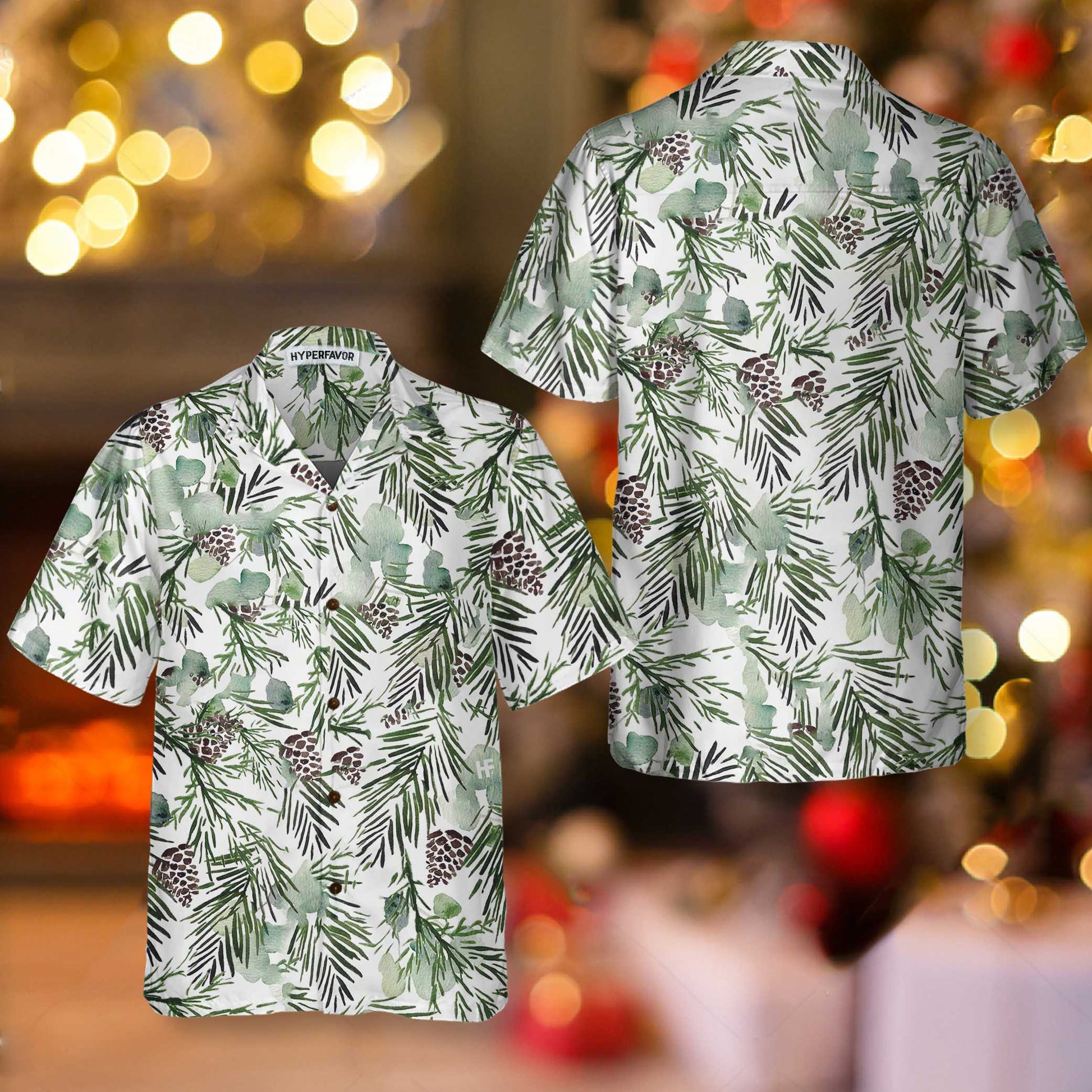 Christmas Aesthetic Watercolor Hawaiian Shirt, Pine Tree Pattern Christmas Shirt, Best Gift For Christmas, Friend, Family
