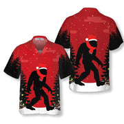 Christmas Bigfoot In The Forest Hawaiian Shirt, Funny Christmas Bigfoot Shirt For Men, Best Gift For Friend, Family